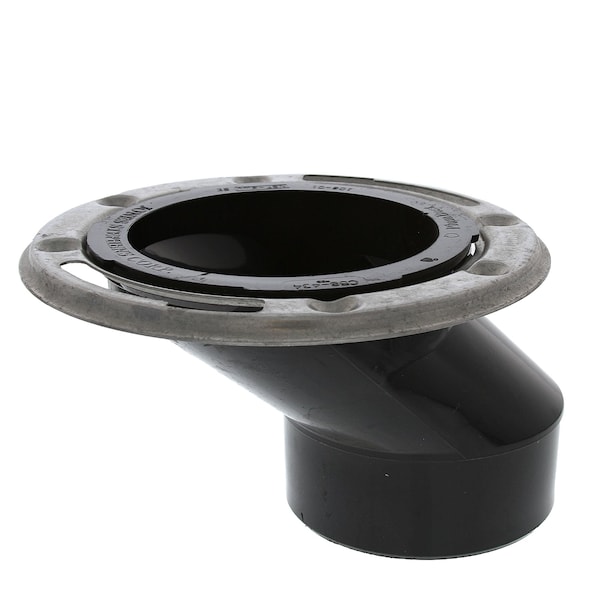 Jones Stephens 3in. x 4in. ABS Offset Closet Flange with Stainless Steel Ring less Knockout C58434 - main